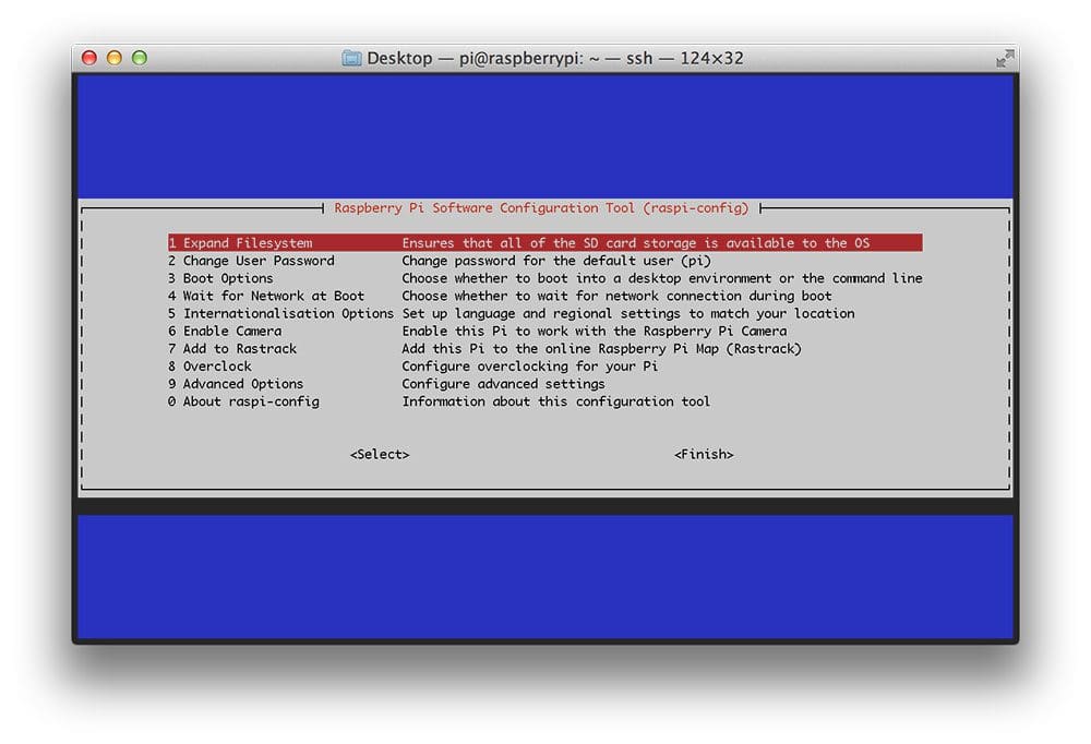 Figure 1: Expanding the filesystem on your Raspberry Pi Zero.
